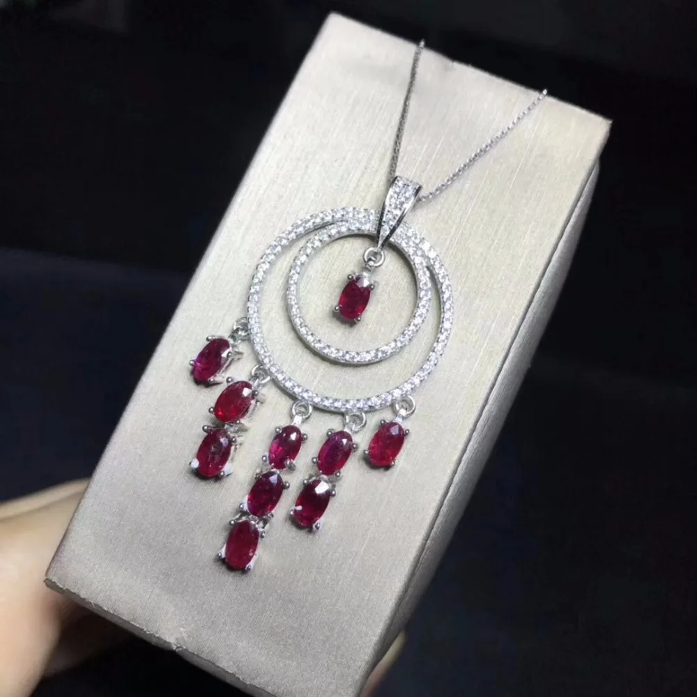 Cross style natural ruby necklace, multi color, 925 silver high-end color treasure. Cross style natural ruby necklace, multi color, 925 silver high-end color treasure.