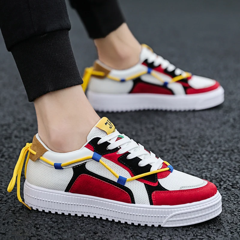 

Men Vulcanized Shoes Comfortable Fashion Sneakers Breathable Flat Walking Leisure Shoes Male Non-slip Platform Zapatillas Hombre