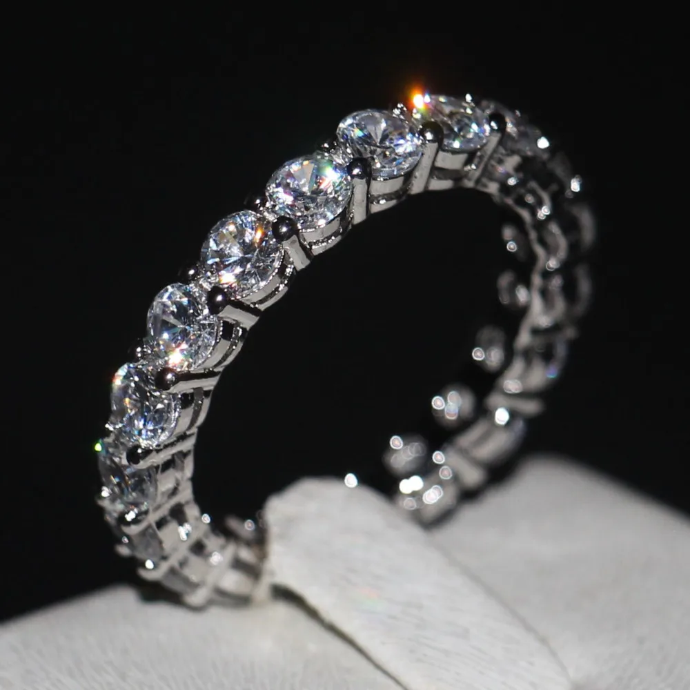Choucong Брендовые женские модные ювелирные изделия Полный Круглый 4 мм 5A Циркон Cz 925 пробы серебро обручальное кольцо