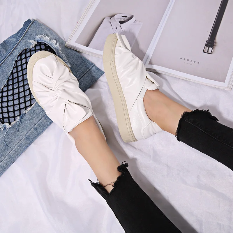 Cuir En Papillon Drag half Occasionnels Sauvage Paresseux Plat Coréenne Blanc Chaussures Pédale Épais Amour Blanc tFtqU