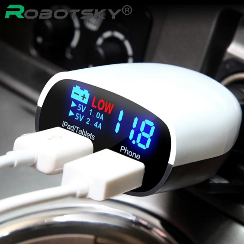 

5V Max 3.4A Dual USB Car Charger Car Voltage Diagnostic LED Screen Car Charging Adapter For iPhone 6 6S Plus Samsung Xiaomi