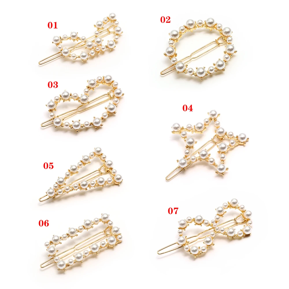 1PC Fashion Pearl Hair Clips Geometric Irregularity Hairpins Lady Simple Metal Barrettes Hair Styling Tools Accessories