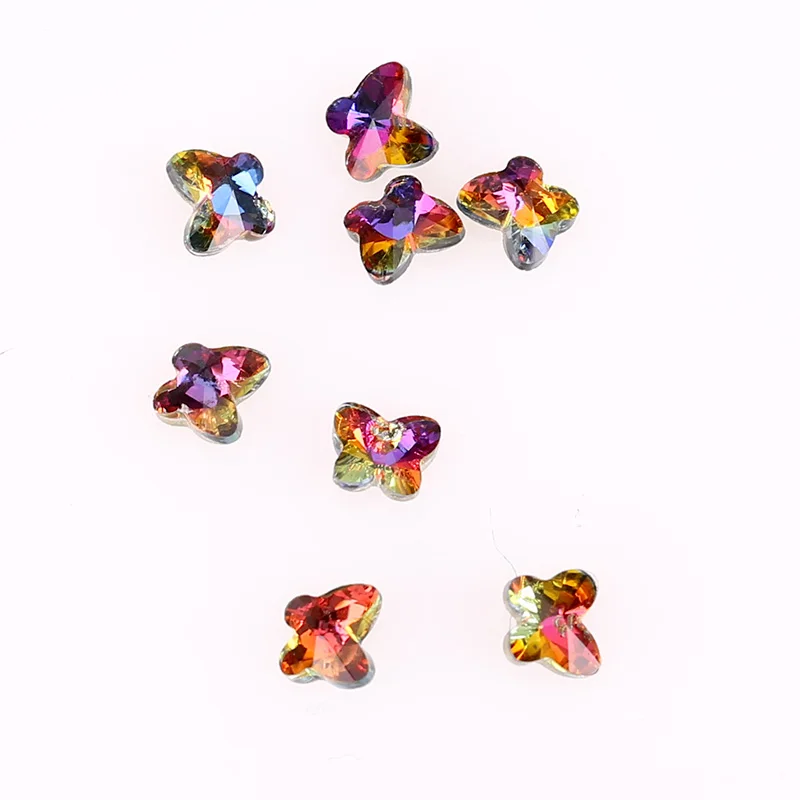 

10Pcs/Pack 4.5*5mm 3D Rhinestone For Nail Art Decorations Bow Design Glass Flame Colorful Stones For DIY Nails PJ621