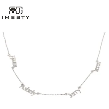 

IMEETY 4 name necklace mini letter necklaces four name pendant in one chain design your min multi name necklaces mom gifts