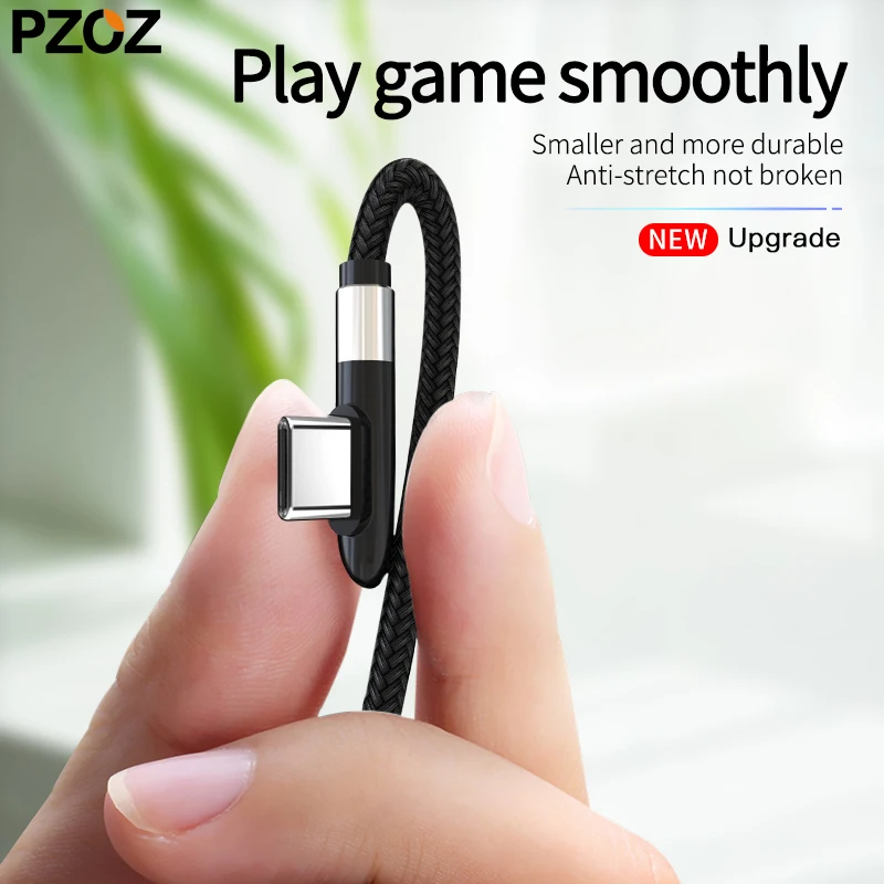 PZOZ 90 градусов кабель с разъемом usb type c для быстрой зарядки зарядного устройства