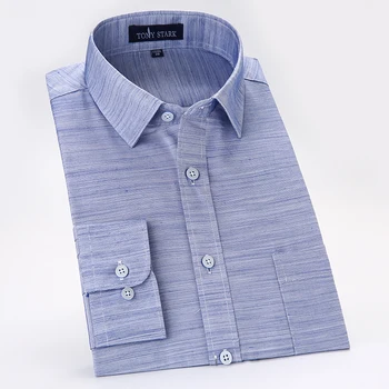 Men's Cotton Linen Blended Regular-fit Casual Thin Shirts with Left Chest Pocket Long Sleeve