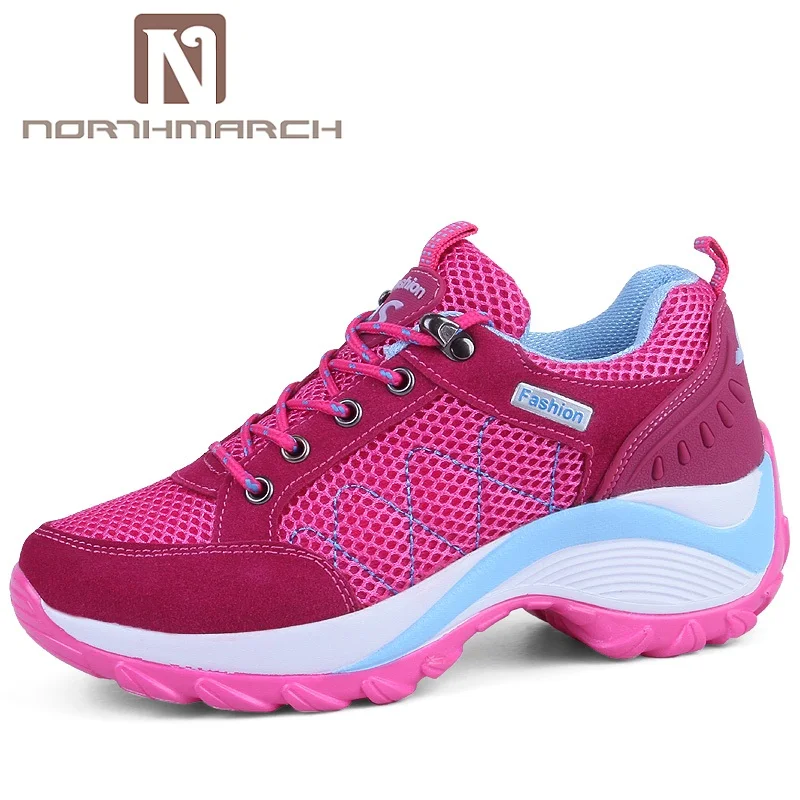 NORTHMARCH/дышащие кроссовки для женщин; модная женская обувь на платформе; tenis feminino; повседневная женская обувь; Les chaussures femme - Цвет: Розово-красный