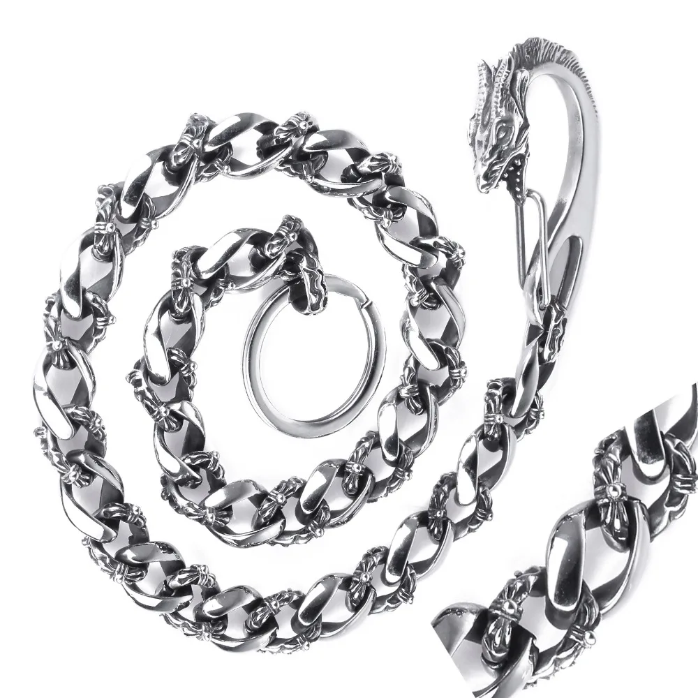 Bling Stainless steel Loin Head Clasp Wallet Chain Jeans Trousers Key Chain