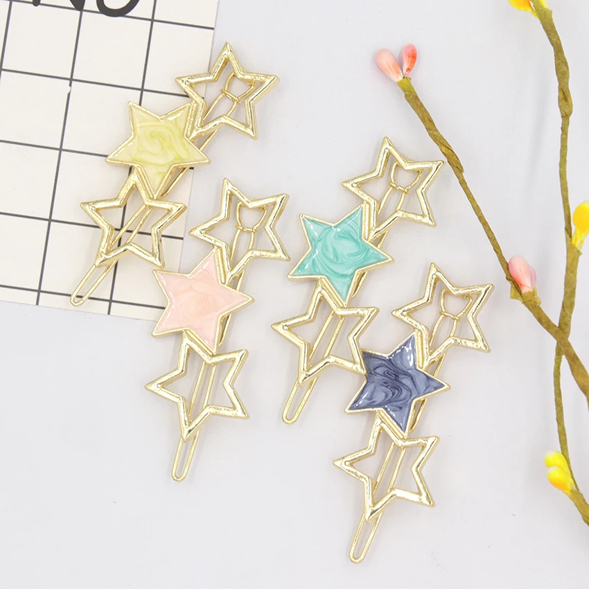

1PC Fashion Women Acetate Star Alloy Hair Clip Headwear Hair Ornament Korean Fashion Star Hairpin