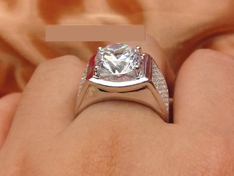 

1ct Luxury Factory WholeSale Brand Synthetic Diamonds Jewelry For Men Wedding Band Engagement Ring Sterling Silver Jewelry Men