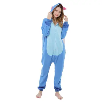 

JINUO Cartoon Animals Onesies Adult Women Pajamas Animals Blue Stich Yellow Chick Autumm Winter Fleece Pajamas