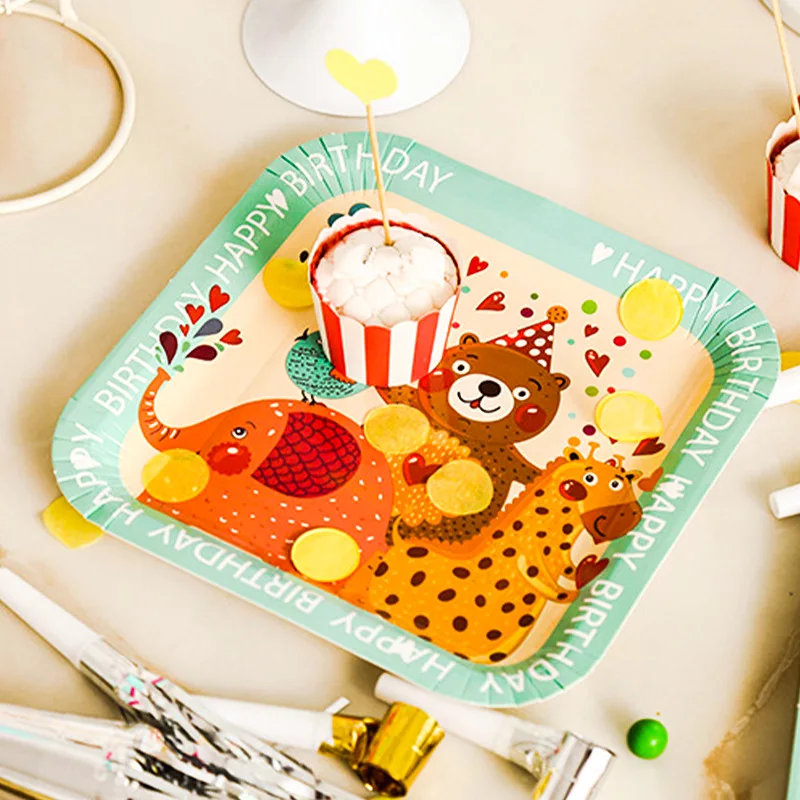 

Party Decorations Cartoon Plate Happy birthday Disposable Tableware Paper Plates Kids Birthday Party Supplies Favors