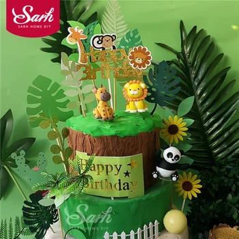 

Sitting Giraffe Lion Fox Decoration Monkey Cake Toppers for Children's Day Party Wedding Happy Birthday Supplies Lovely Gifts