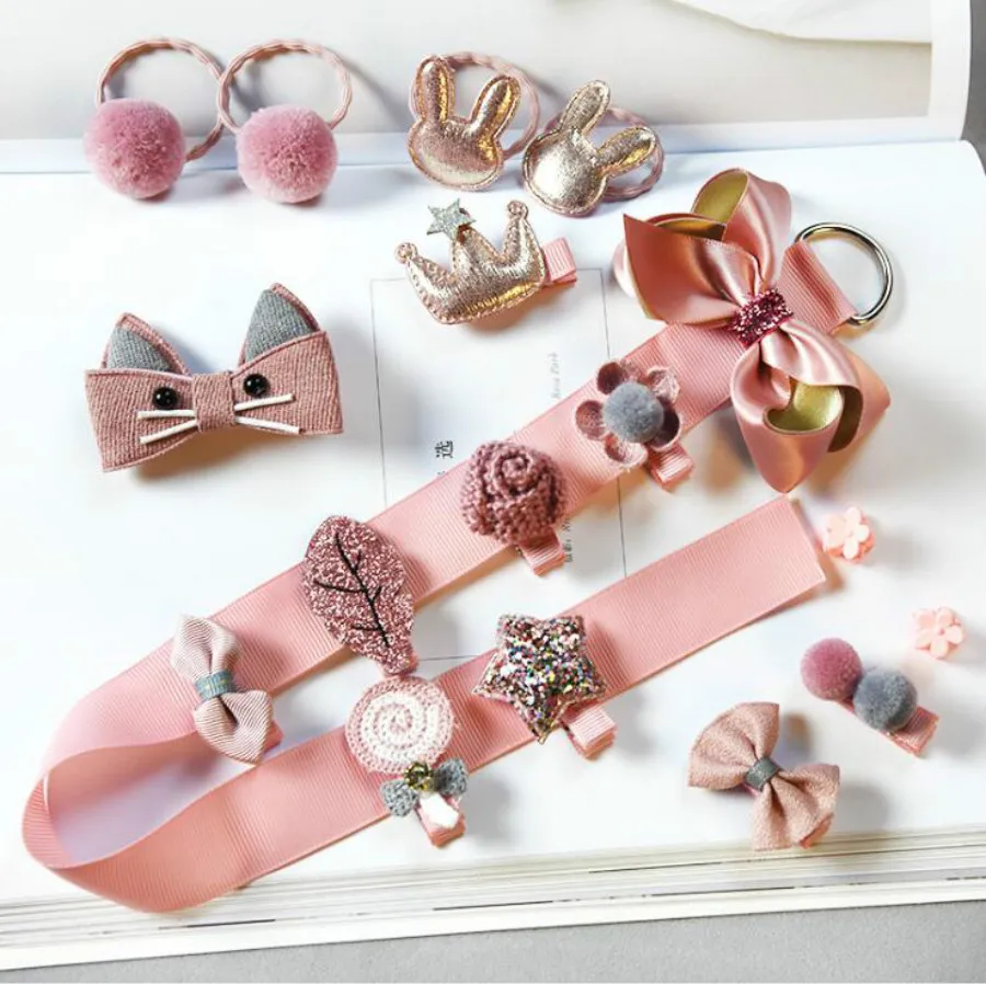 

MIMIWINGA Head wear Set Children Elastic Bow knot Hair Clips Crown Rabbit Flower Barrettes Hairpins Hairgrips Kids Bow Girls