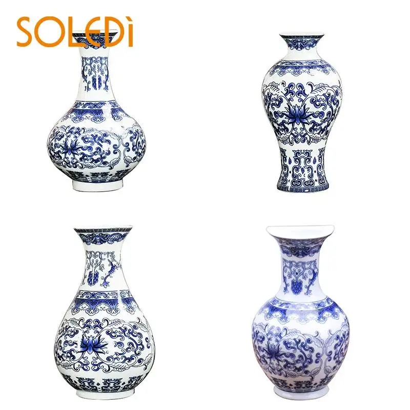 Настенные традиционные китайские синие и белые фарфоровые вазы, расписанные керамические 14 см вокруг Мини винтажные китайские стильные вазы