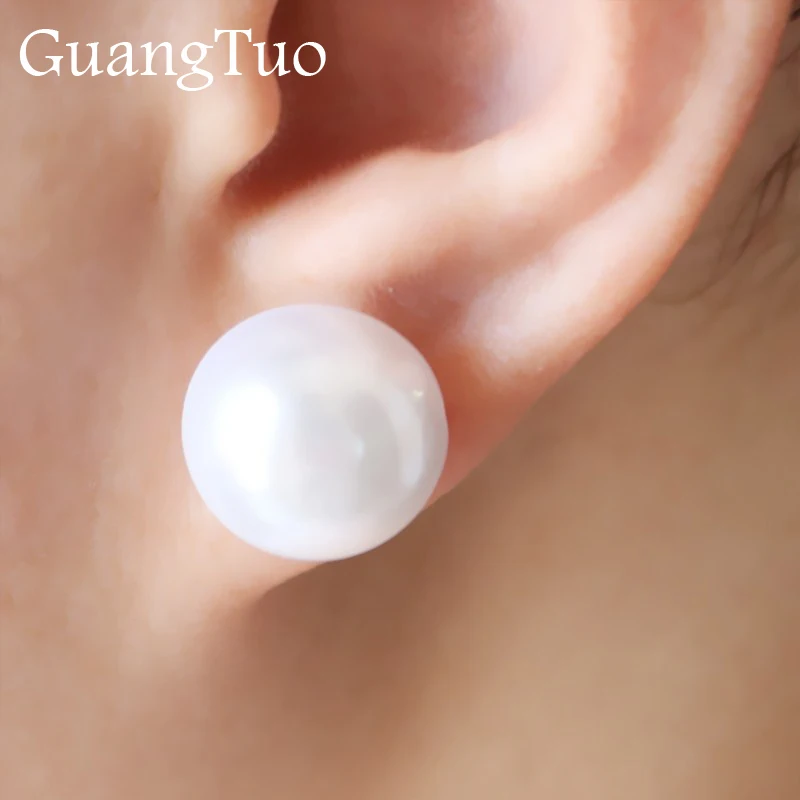 

EK2080 Minimalist Sweet Half Round Big Simulated Pearl Stud Earring Women Wedding Simple Brincos Girl LOVE Cheap Jewelry