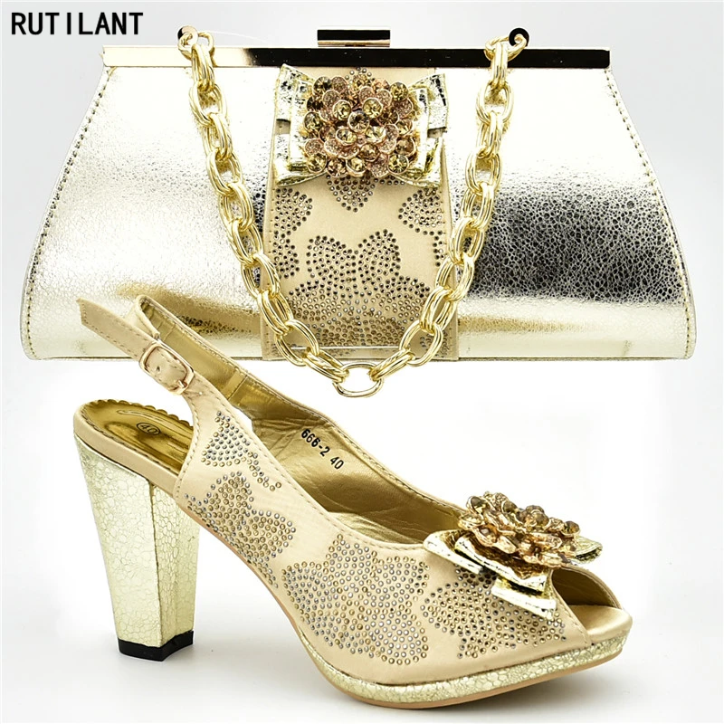 

Italian Shoes with Matching Bags for Women Luxury Shoes Women Designers Nigerian Women Wedding Shoes Decorated with Rhinestone
