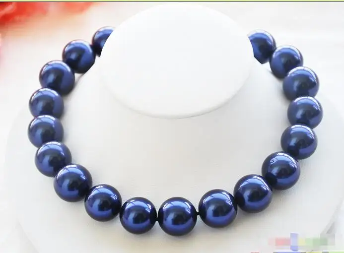 

FREE SHIPPING HOT sell new Style >>>>HUGE 17" 20mm blue round SOUTH SEA SHELL PEARL NECKLACE