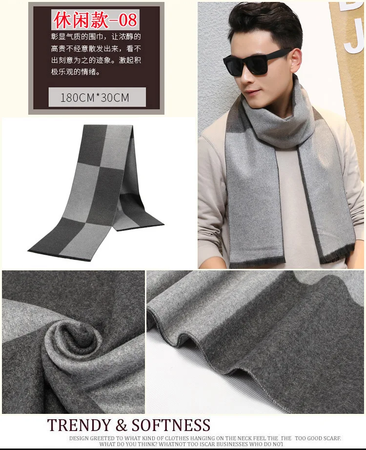 black scarf mens New Men's Scarf Winter Warm Imitation Cashmere Plaid Scarf Male Young Holiday Festival Wedding Gift Daddy's Gift plaid  scarfs head scarves for men
