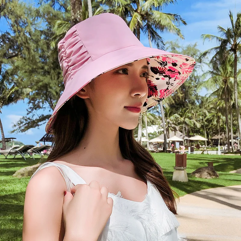 

GEERSIDAN 2019 Spring summer UV protection bucket hat for women fashion cotton ladies fishing hat Casual Big brim women sun hats