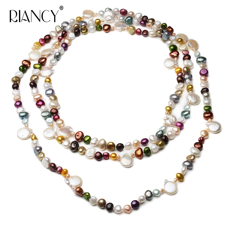 

Fashion Natural Freshwater Pearl Necklace For Women Long Pearl Necklace 160 Cm,beautiful Bohemian stye Baroque Pearl Necklace