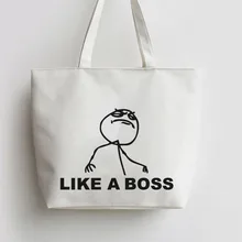 Текст фраза как босс холст хозяйственная сумка мультфильм Tote сумки продуктовая сумка многоразовая сумка для покупок AN079