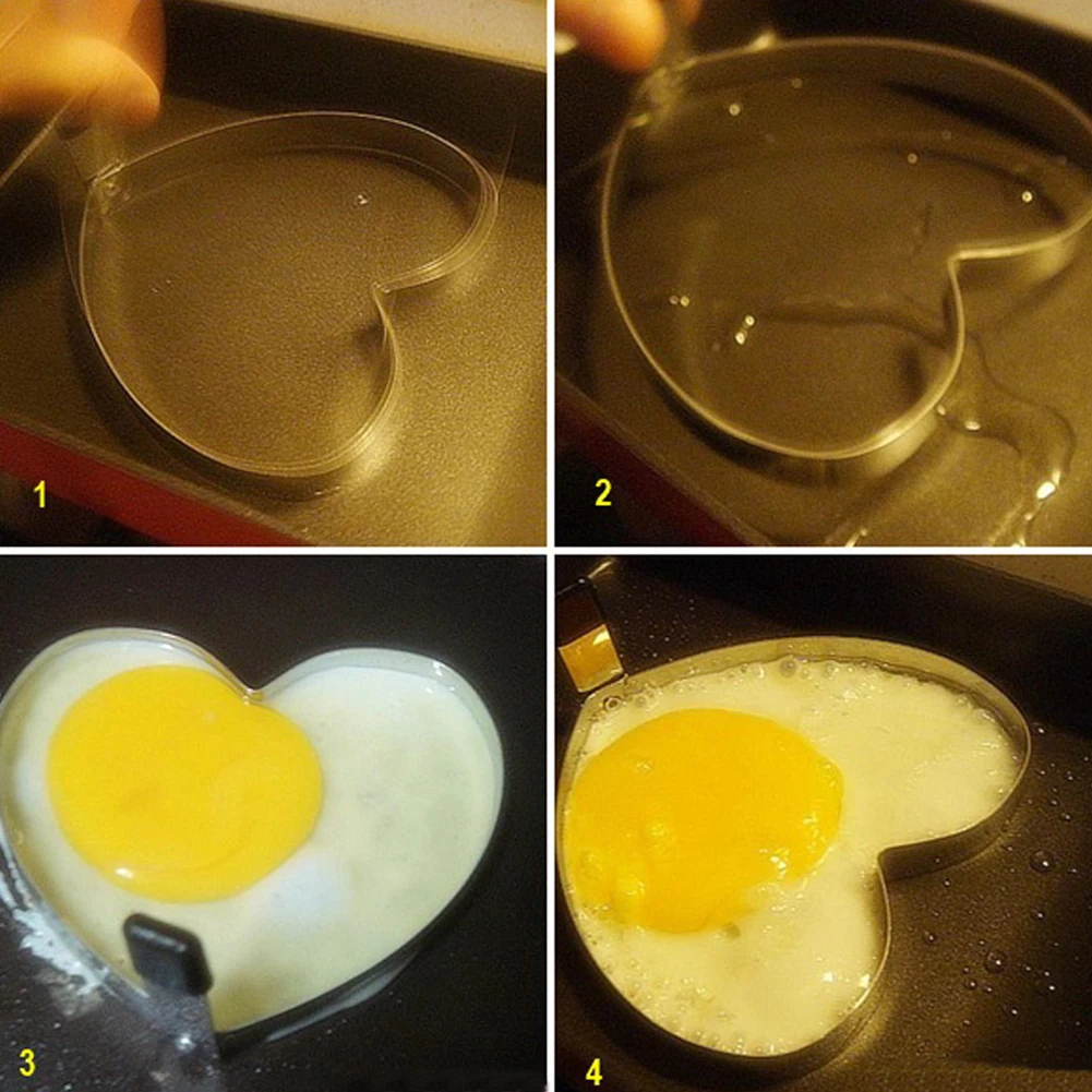 

Kitchen Heart Love Shaped Cook Fried Egg Mold Pancake Stainless Steel Mould FG