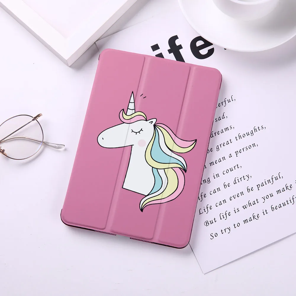 

Cute Unicorn Case Flip Cover For Apple iPad 2 3 4 2017 2018 9.7" Ultra Thin Cover Fashion Auto Wake Up Sleep Smart Table Stand