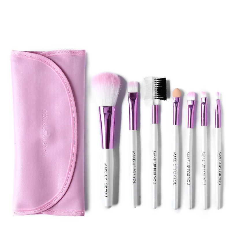 

7pcs/Set Professional Brush Eyeshadow + Liquid Foundation + Powder + Eyebrow + Eyeliner Makeup Brushes Brush Set Tools Kit Pink