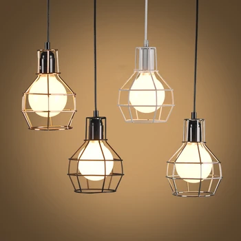 

Colorful Loft vintage Industrial warehouse style iron cage pendant lamps cord lights fixture led E27 for dining room bedroom bar