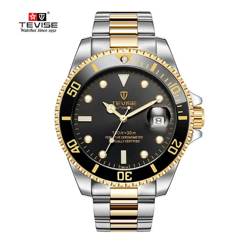 2018 Tevise Top Brand Men Mechanical Watches Automatic  Stainless steel Sport Watch Fashione Luxury Gold Clock Relogio Masculino