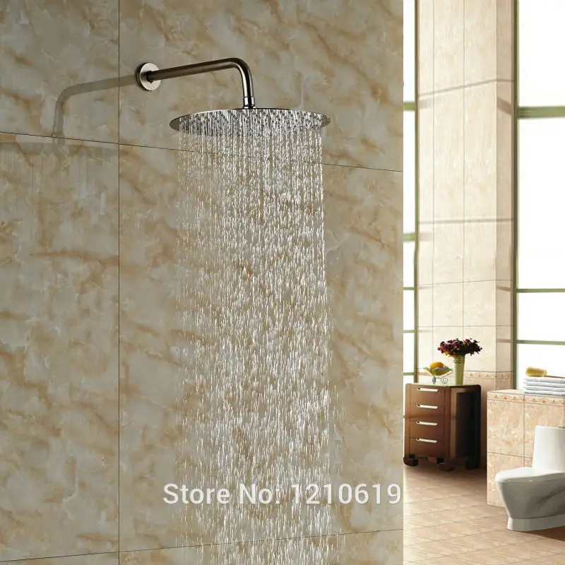 

Newly Wall Mount Bathroom Shower Head w/ Shower Arm 16 Inch Nickel Brushed Top Shower Spray Head