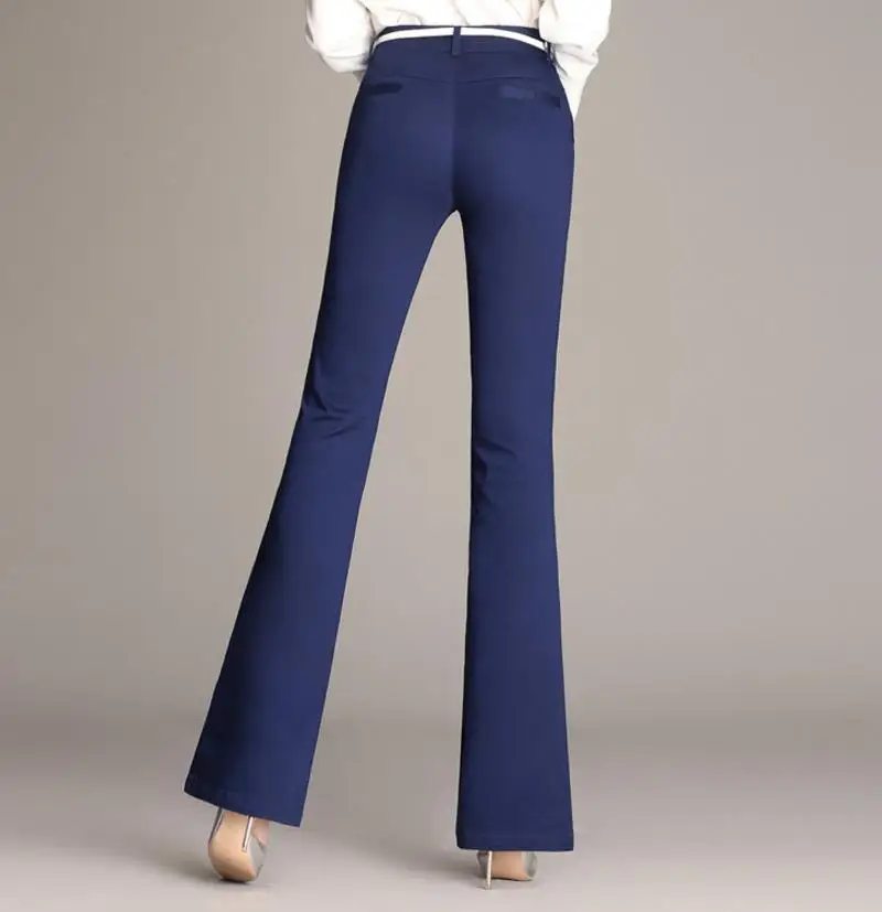 Женские длинные брюки, повседневные офисные брюки размера плюс, женские брюки-клеш, модные брюки OL