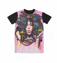 Echt amerikanische uns größe erykah badu 3d sublimationsdruck t-shirt nach maß plus size clothing