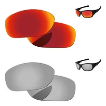 Серебристый Хром и голубой лед 2 пары зеркало поляризованные Сменные линзы для питбуль солнцезащитные очки с оправой, UVA и UVB Защита