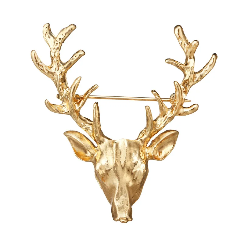 

C900 2019 Fashion Gold Color Longhorn Deer Elk Head Brooch Christmas Deer Collar Pin Brooches Men And Women Jewelry Gift