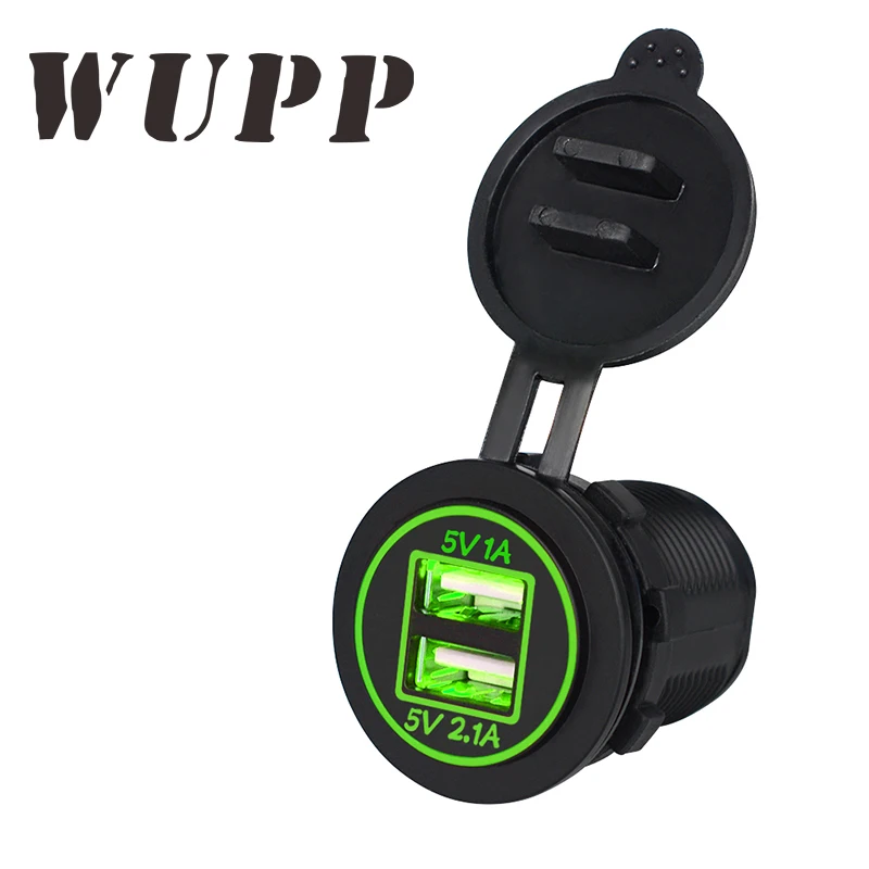 

WUPP Car Usb Charger Socket Dc12V/ 24V 3.1A Output Dual Usb Car Charger Car- Styling Green