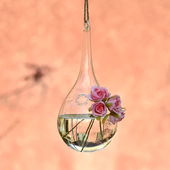 

Diameter =6cm 8cm 10cm Water Drop Hanging Glass Terrarium with 2 small holes Beautiful Wedding Decoration Glass Vase