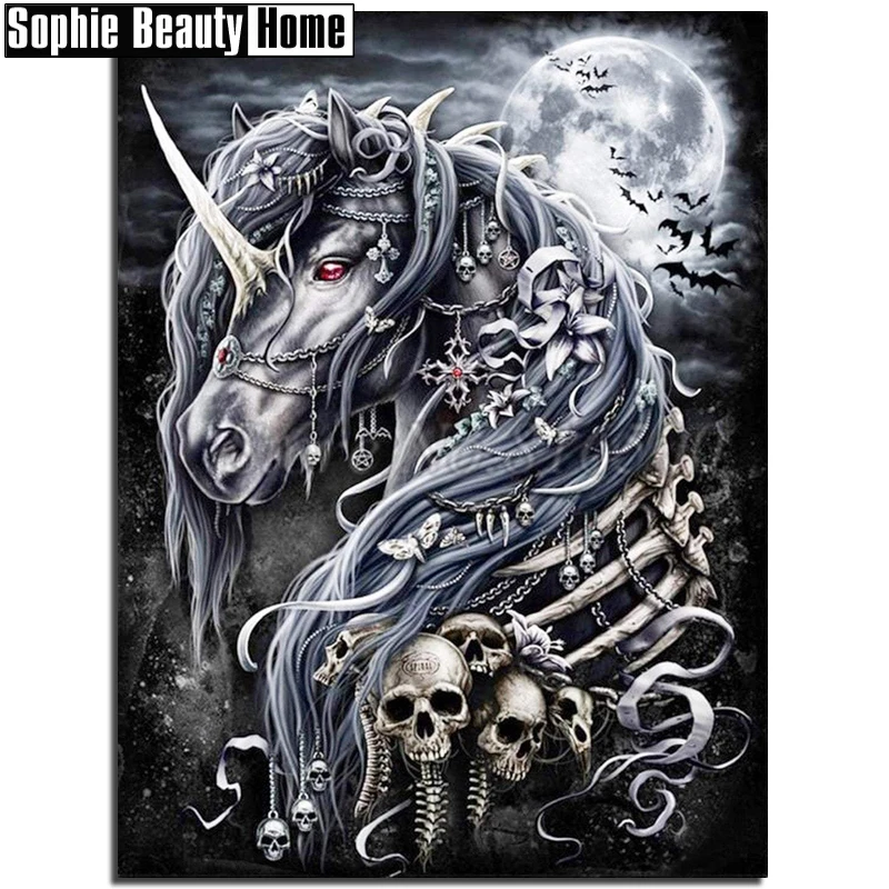 

DIY Diamond Embroidery 5D Crystals Diamond Mosaic Animal Horse Diamond Painting Cross Stitch Skull Kits Rhinestones Gift 195014