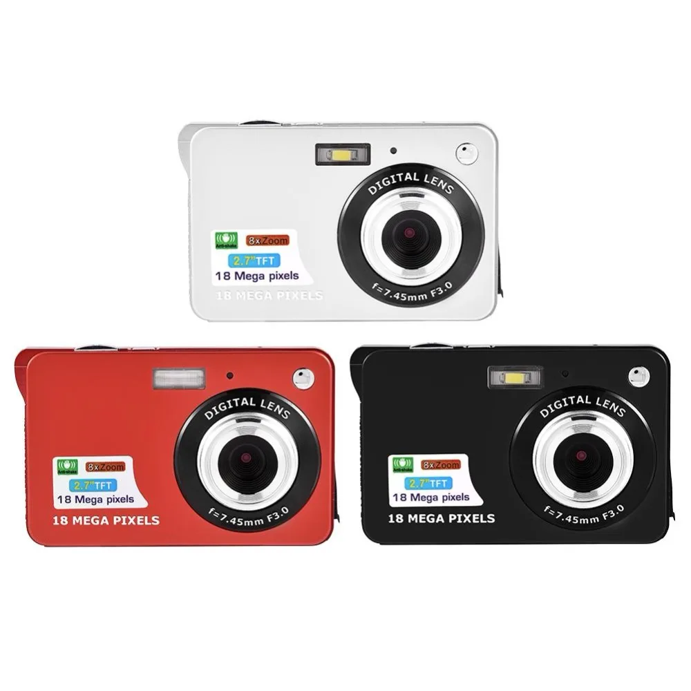 

18Mp Max 5Mp CMOS Sensor 2.7 inch Screen Digital Cameras 8x Digital Zoom and Rechareable Lithium Battery Black Red Silver Colors