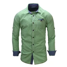 Новые летние стильные мужские рубашки с длинными рукавами, клетчатые модные брендовые рубашки с отложным воротником, облегающие дышащие мужские повседневные рубашки синего цвета