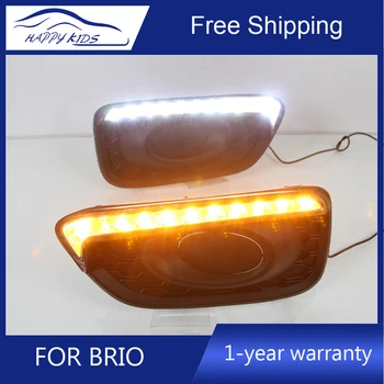 

Top quality For Honda Brio 2016-2017 led drl 12v daytime running light for brio led drl with signal fog lamp cover