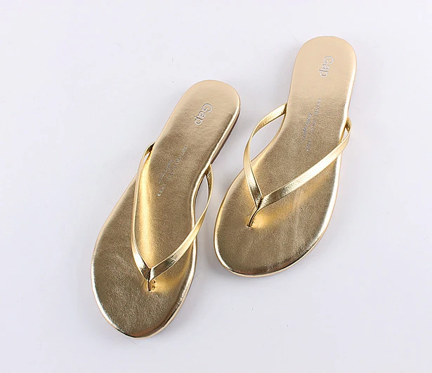 womens gold flip flops