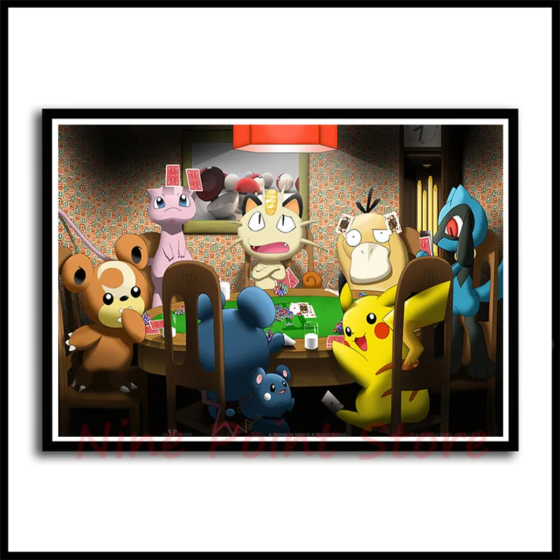 Pokemon бумага с покрытием постер печать Pocket Monster Аниме Картина для гостиной украшение стены бескаркасные - Цвет: Светло-зеленый