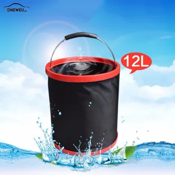

12L Car Folding Bucket Multi Function Storage Bag Oxford Cloth Fishing Bucket Car Wash Bucket Car Accessories