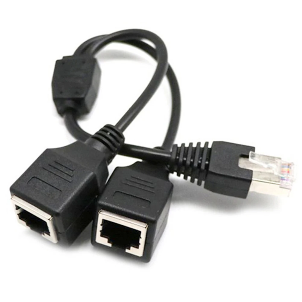 

Connect Cable Cat5 Network Splitter Stable Transmission 1 Male To 2 Female Portable Easy To Use LAN Ethernet