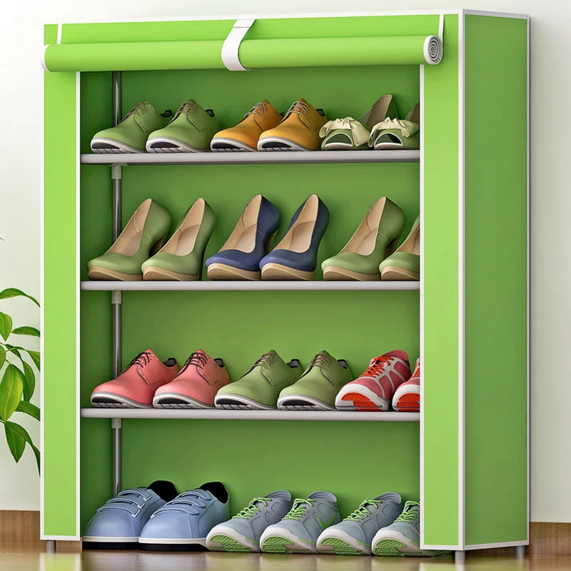 Modern Minimalist Storage Furniture Non-woven Stainless Steel Shoes Organizer Multifunctional Shoes Closet 4 Stores Shoe Cabinet