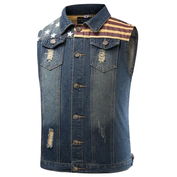 

Sleeveless washed European and American high street cowboy vest denim jacket