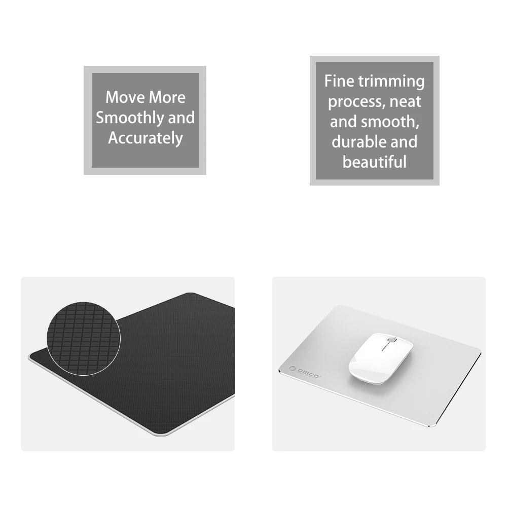 ORICO Aluminum Mouse Pad Gaming with 1.5mm Aluminum 0.5mm Rubber Computer Mousepad for Home Office Business (AMP2218)