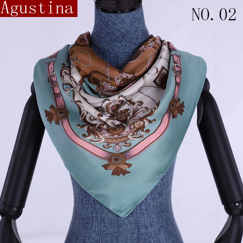 

Silk 90*90 Square scarf women foulard shawl scarves brand designer women ladies luxury Print winter echarpe hiver femme sjaals